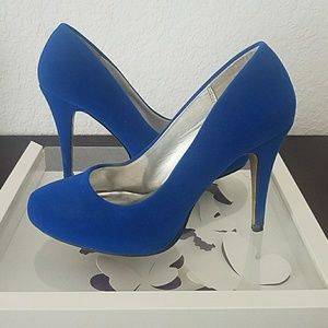Royal blue suede shoes